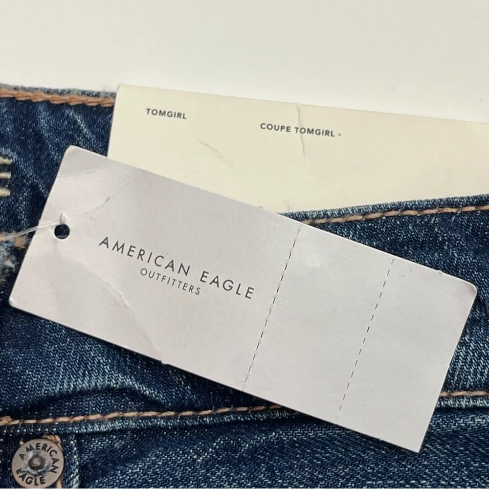 American Eagle Tomgirl Womens Size 14 32W Dark Wash Blue Jean Shorts‎ NEW